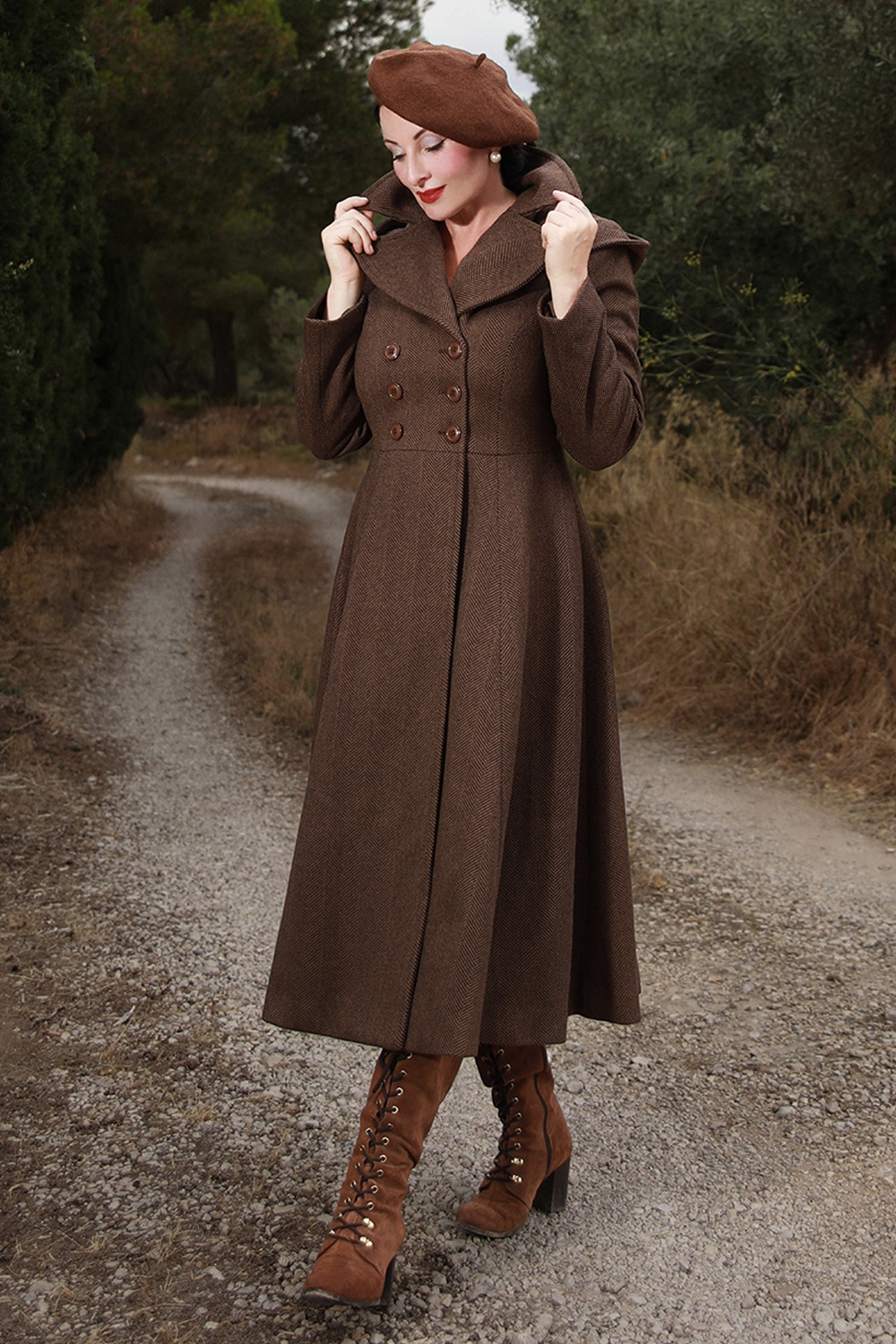 Topvintage Boutique Collection - Topvintage exclusive ~ Athena Hooded Coat in Brown