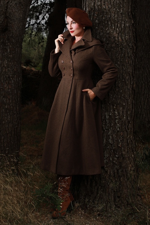 Topvintage Boutique Collection - Topvintage exclusive ~ Athena Hooded Coat in Brown 2