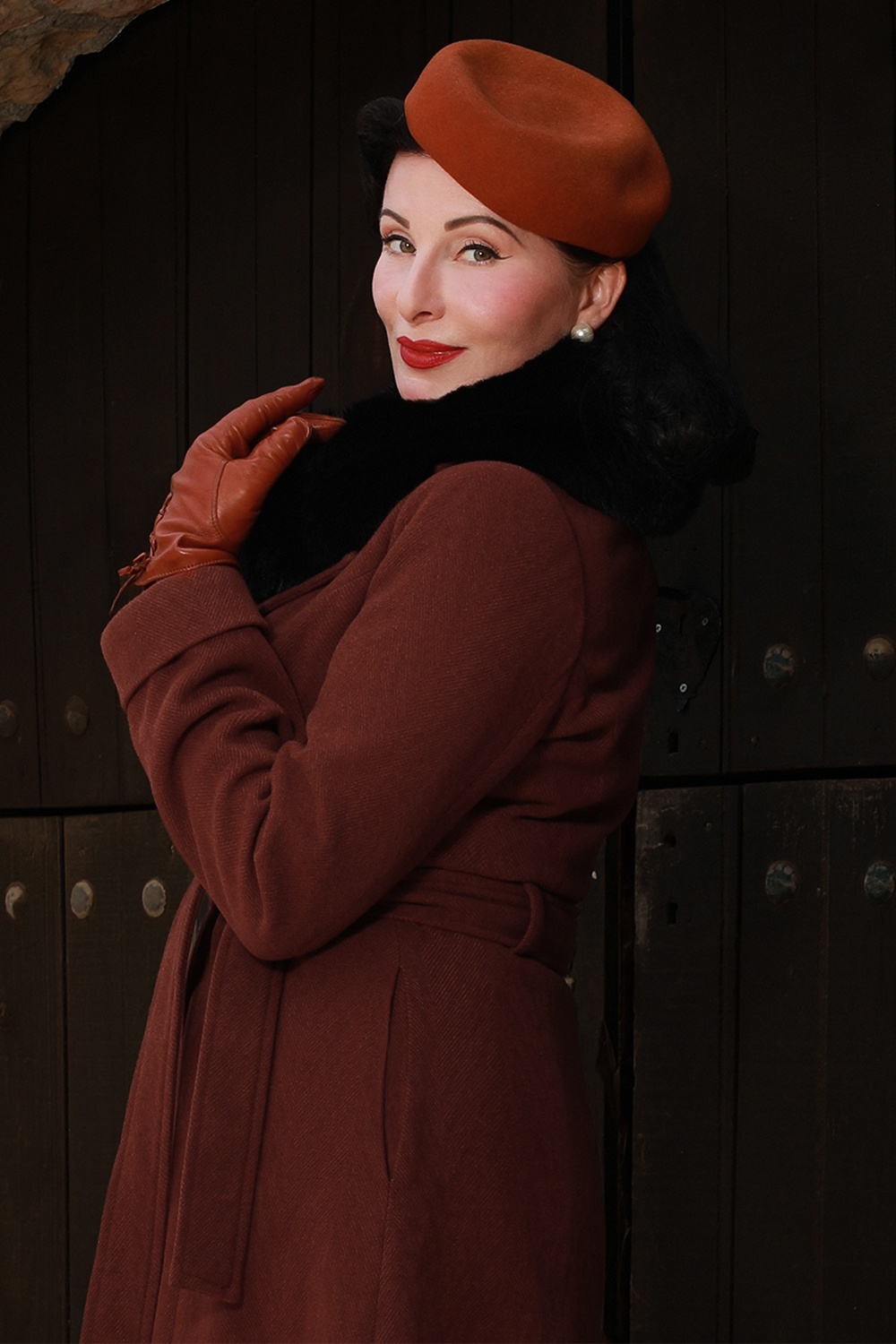 Topvintage Boutique Collection - Exclusivité Topvintage ~ Manteau Leandra en rouge rouillé 2