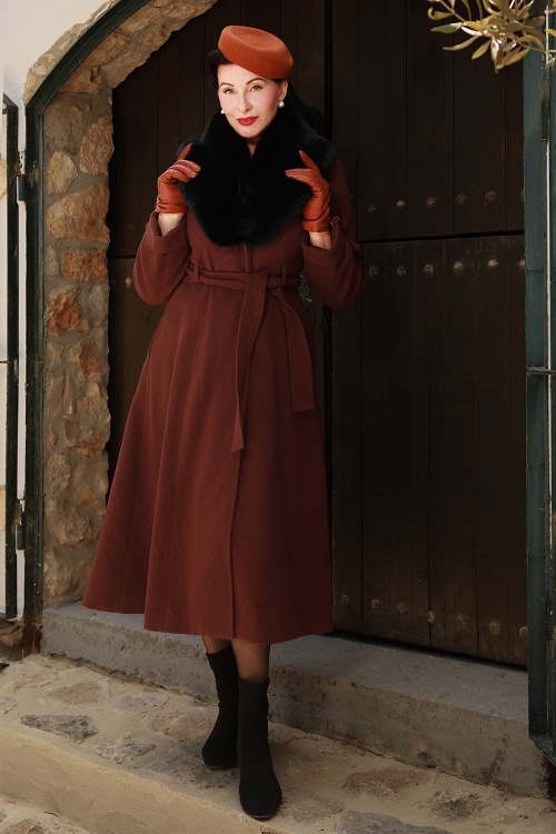 Topvintage Boutique Collection - Exclusivité Topvintage ~ Manteau Leandra en rouge rouillé