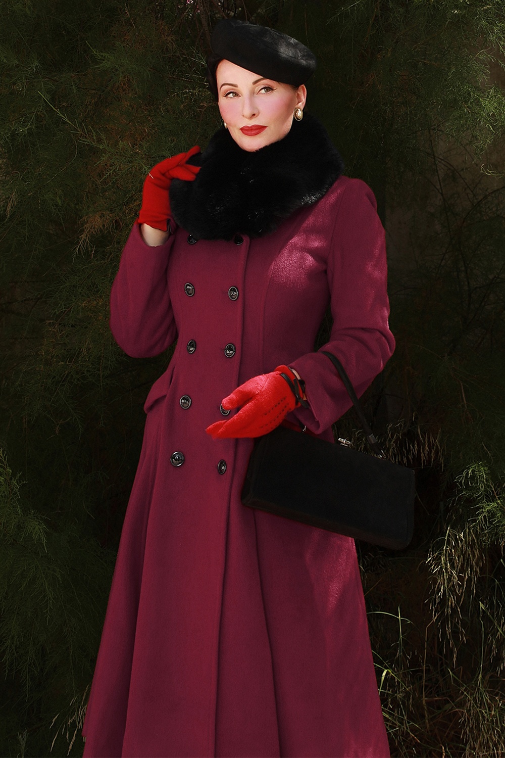 Topvintage Boutique Collection - Topvintage exclusive ~ Mae Swing Coat in Bordeaux 2