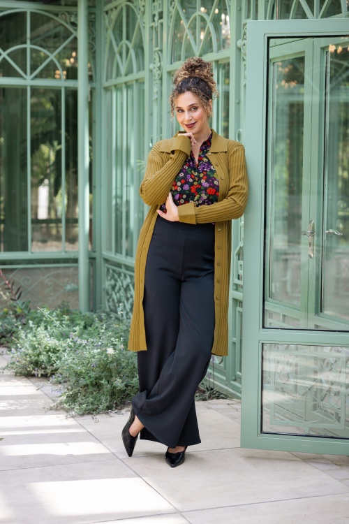 Topvintage Boutique Collection - Exklusiv bei Topvintage ~ Nelly Geknöpftes Strickkleid in Olivgrün