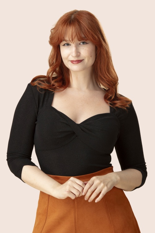 Banned Retro - Marilyn Glitz top in zwart