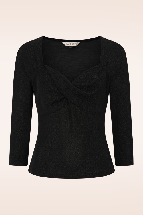 Banned Retro - Marilyn Glitz top in zwart 2