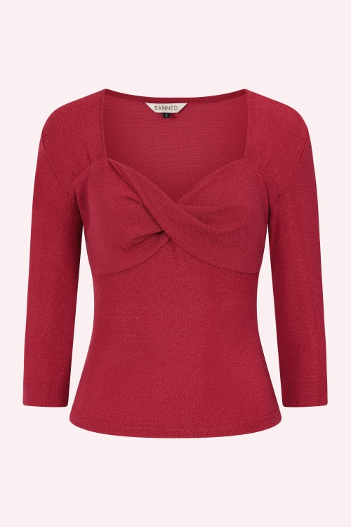 Banned Retro - Marilyn Glitz top in rood 2