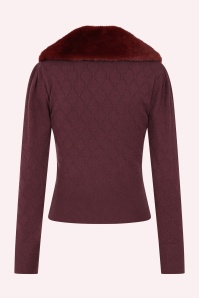 Banned Retro - Sabrina Faux Fur cardi in bordeauxrood 4