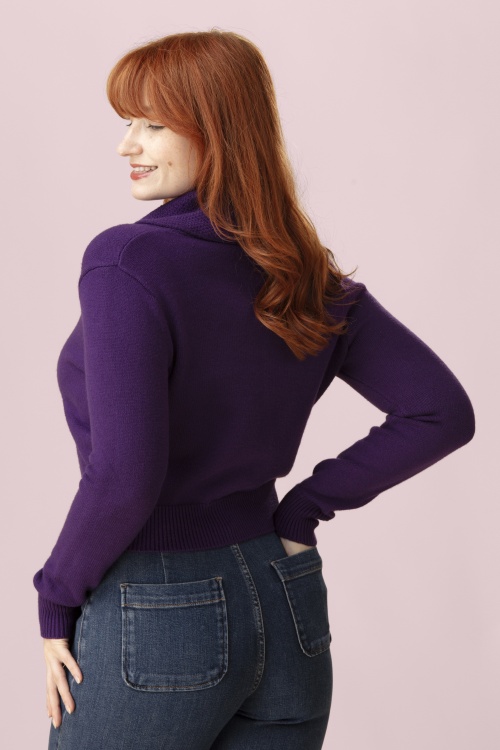 Banned Retro - Violet cardi in paars 3