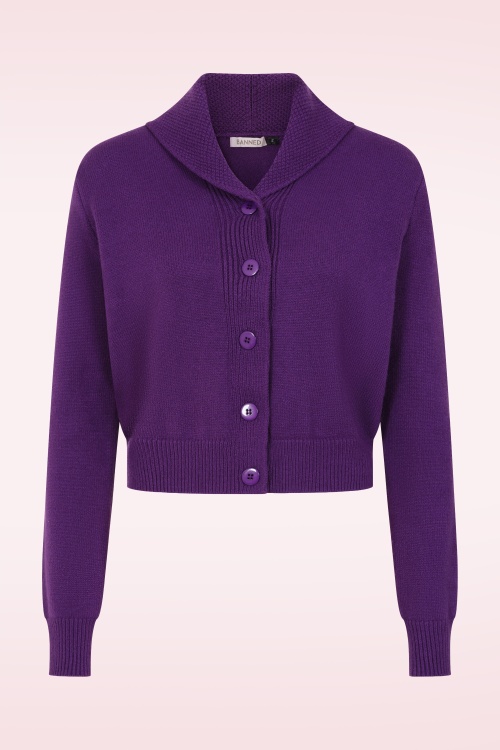 Banned Retro - Violet cardi in paars 2