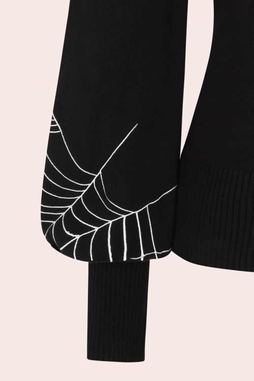 Banned Retro - Carla Spiderweb gebreide top in zwart 5