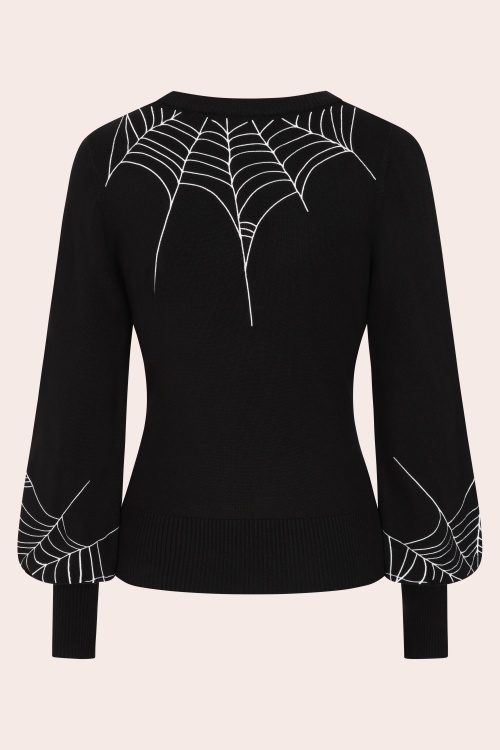 Banned Retro - Carla Spiderweb gebreide top in zwart 4