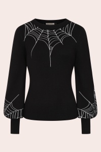Banned Retro - Carla Spiderweb gebreide top in zwart 2