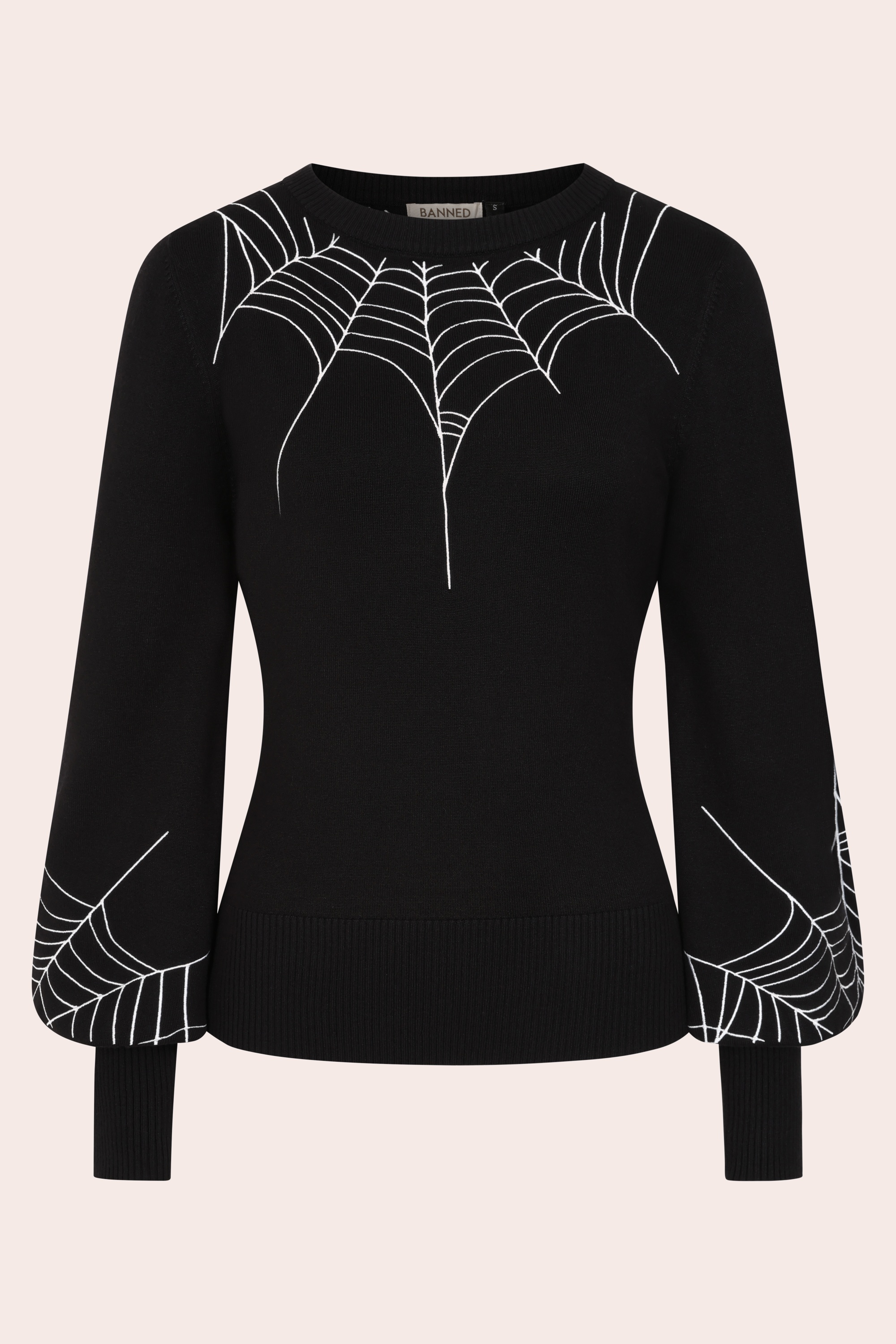 Banned Retro - Carla Spiderweb gebreide top in zwart 2