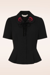 Banned Retro - Prue Moon blouse in zwart 2