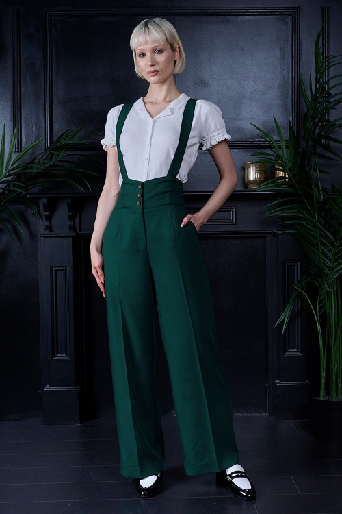Banned Retro - Her Favourite pantalon in smaragdgroen