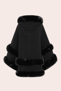 Banned Retro - Odile faux fur poncho in zwart 5