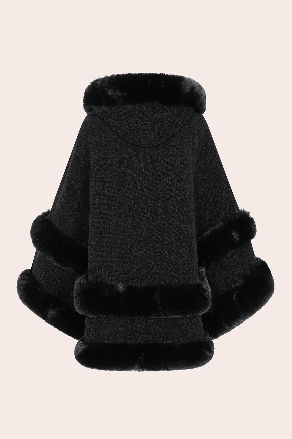 Banned Retro - Odile faux fur poncho in zwart 5