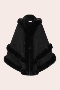 Banned Retro - Odile faux fur poncho in zwart 2
