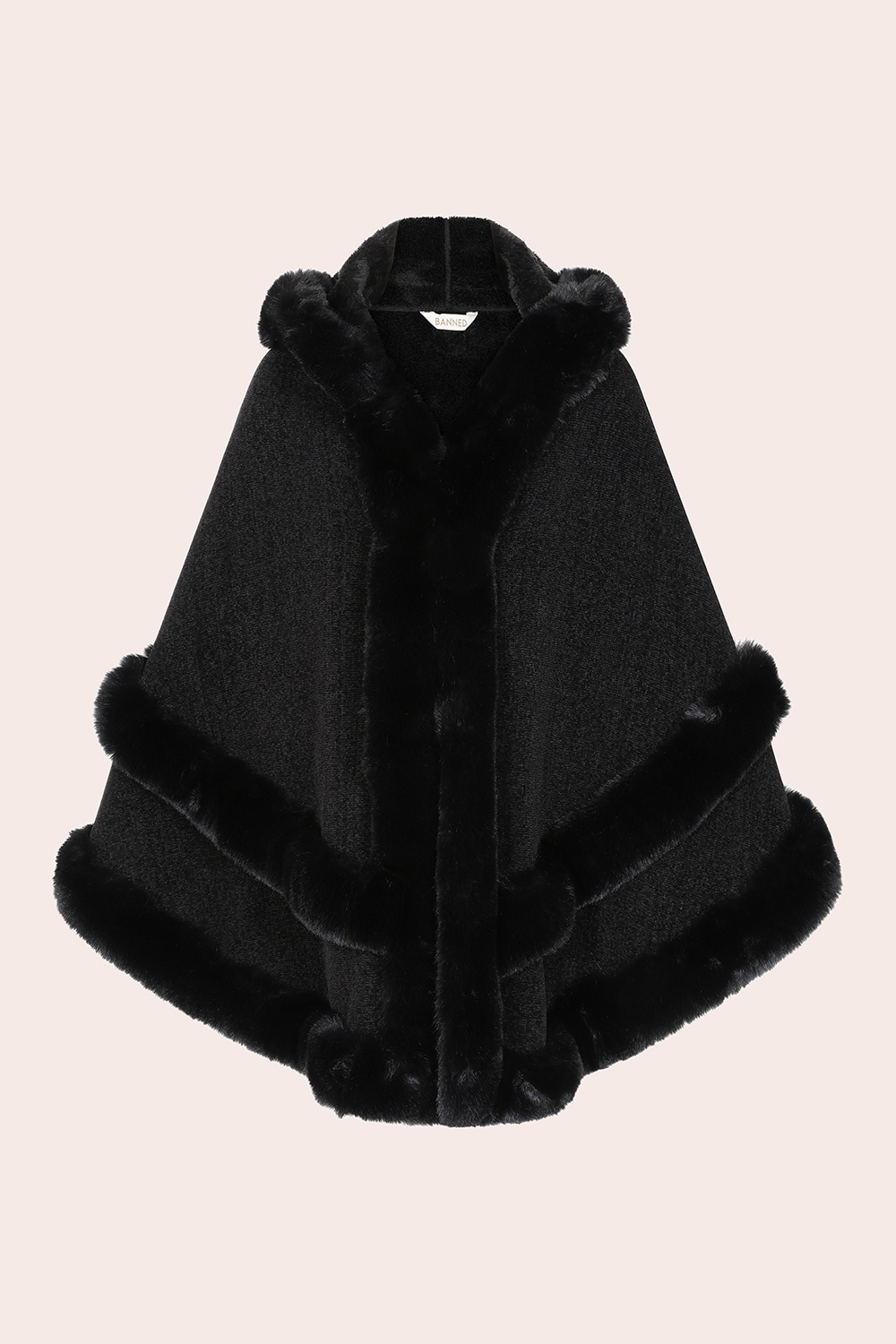 Banned Retro - Odile faux fur poncho in zwart 2