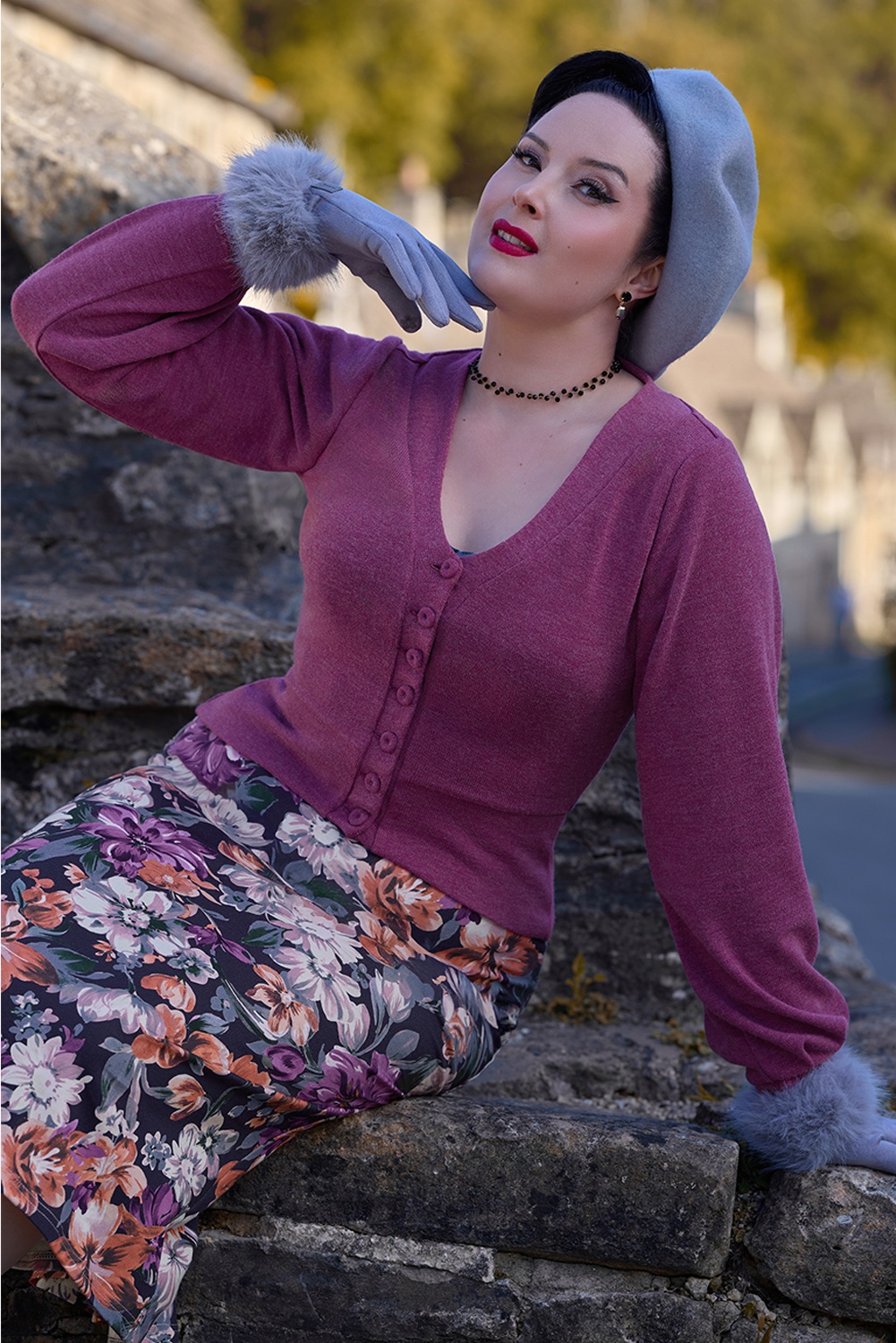 Miss Candyfloss - Noelin Cattleya Knit Cardigan in Orchid Purple