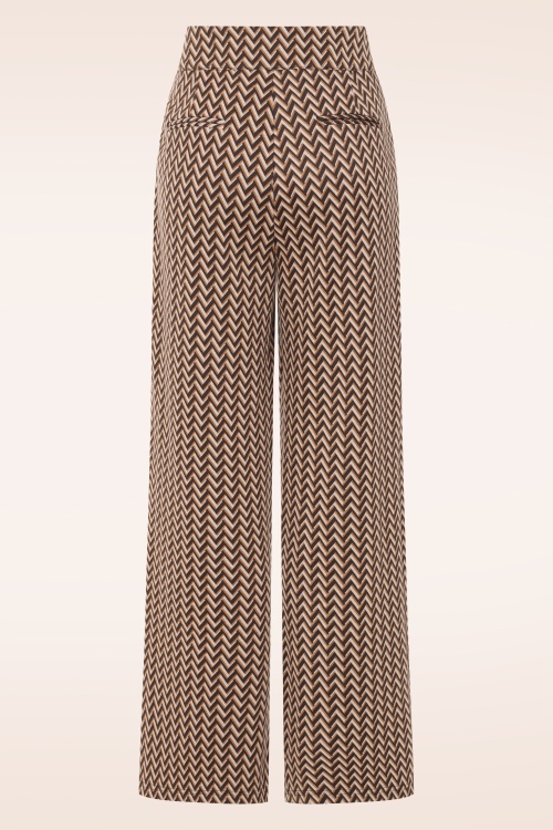 Topvintage Boutique Collection - Exclusivité Topvintage ~ Pantalon à motif zigzag Lou en marron 4