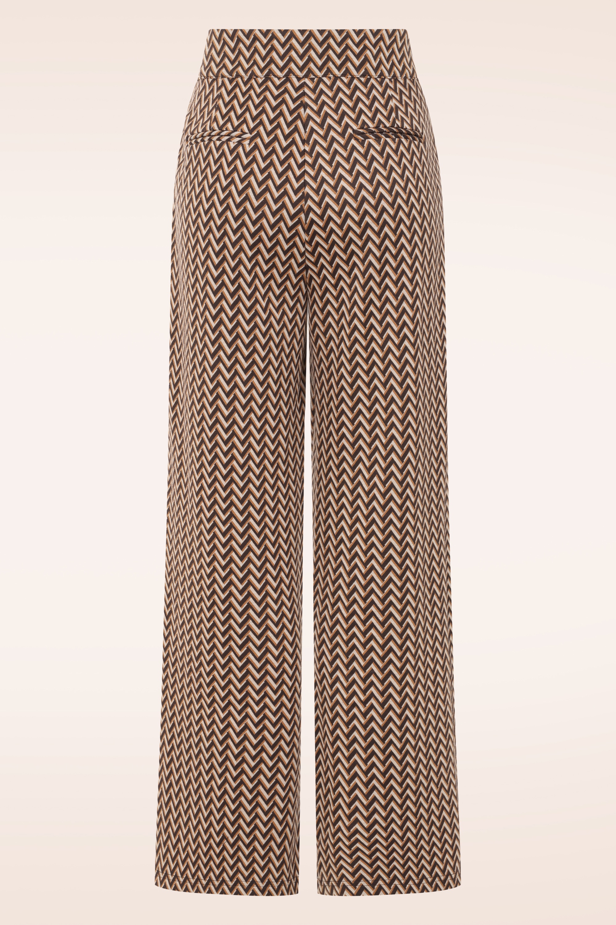 Topvintage Boutique Collection - Exclusivité Topvintage ~ Pantalon à motif zigzag Lou en marron 4