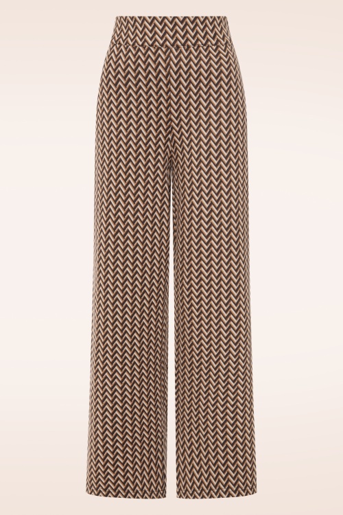 Topvintage Boutique Collection - Topvintage exclusive ~ Lou zigzag pantalon in bruin 2