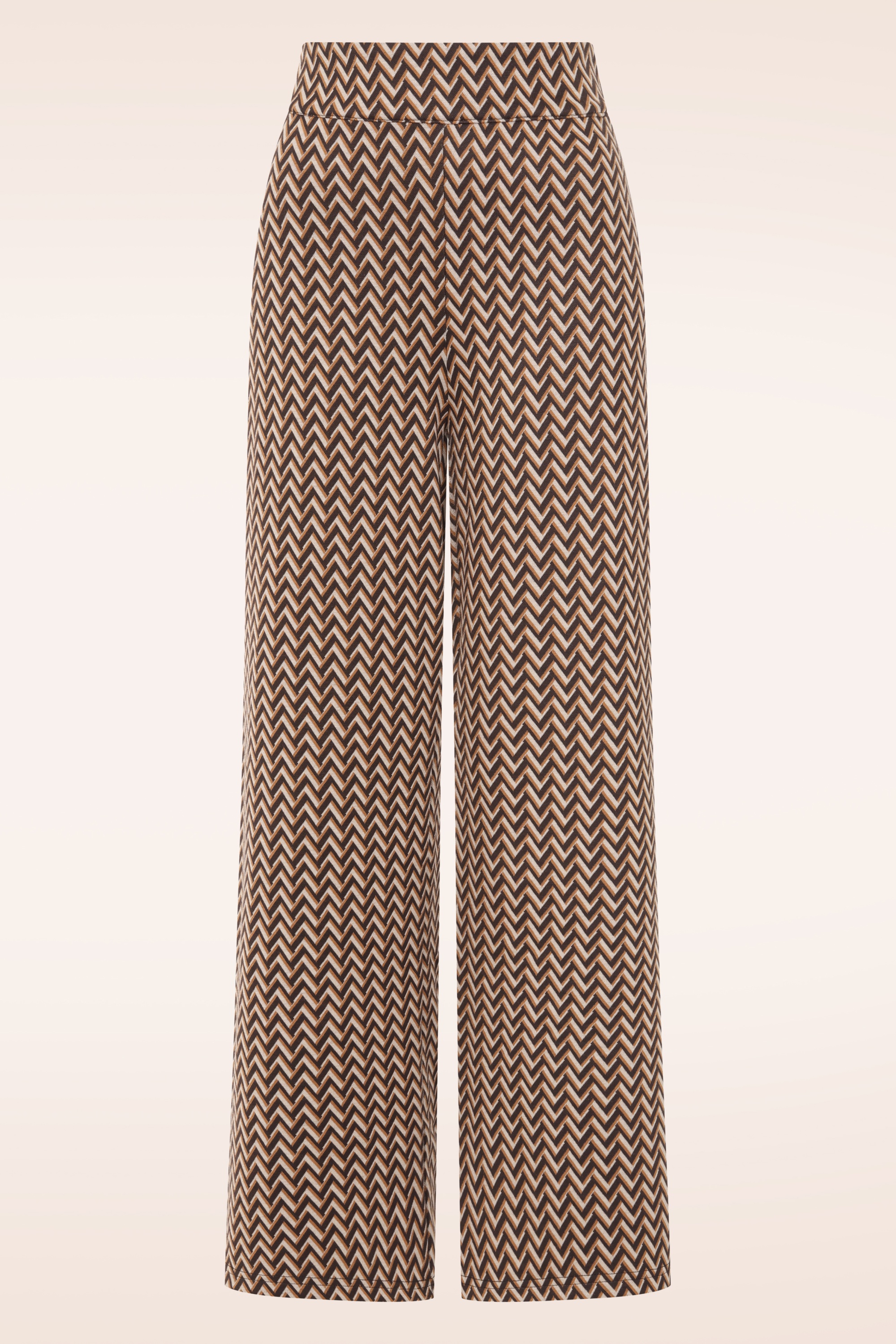 Topvintage Boutique Collection - Exclusivité Topvintage ~ Pantalon à motif zigzag Lou en marron 2