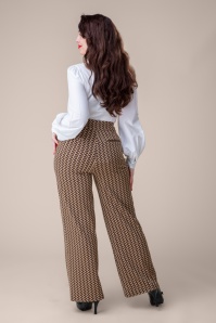 Topvintage Boutique Collection - Exclusivité Topvintage ~ Pantalon à motif zigzag Lou en marron 3