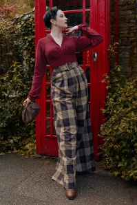 Miss Candyfloss - Araminta Sadie Tartan jumpsuit in marineblauw, beige en rood