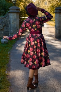 Miss Candyfloss - Galatea Bo floral swing jurk in wijnrood 4