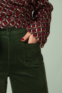 Surkana - Pantalon jambes larges Cara en velours côtelé vert 3