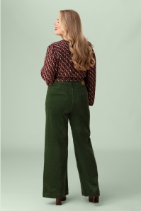 Surkana - Pantalon jambes larges Cara en velours côtelé vert 2