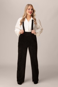 Topvintage Boutique Collection - Exclusivité Topvintage ~ Pantalon à bretelles Philippa en velours noir