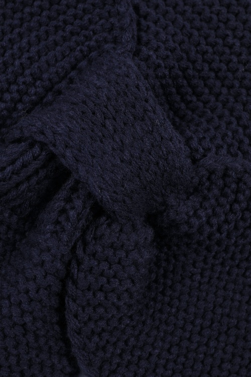 Banned Retro - Echarpe tricotée Fru Fru en bleu nuit 2