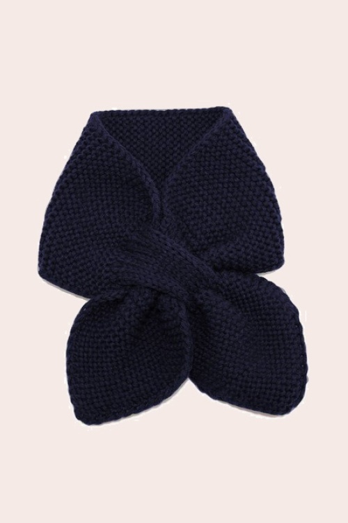 Banned Retro - Echarpe tricotée Fru Fru en bleu nuit