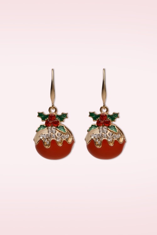 Lovely - Christmas Pudding Earrings in Red
