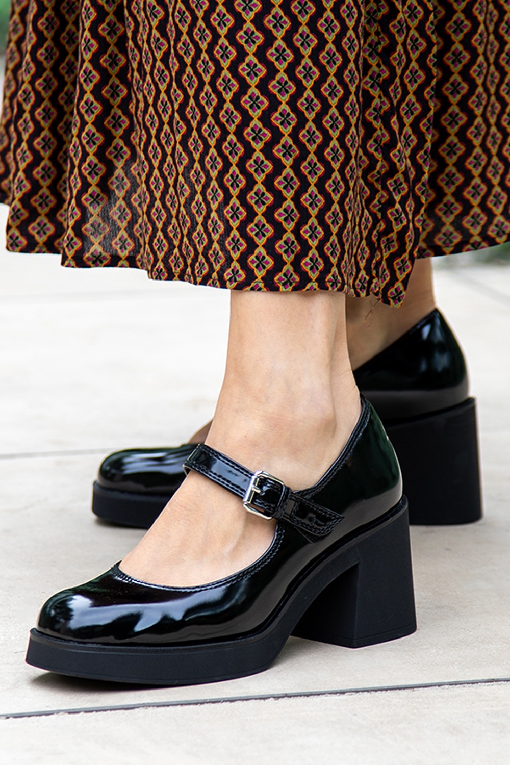 Tamaris - Chunky Charm Mary Jane pumps in zwart