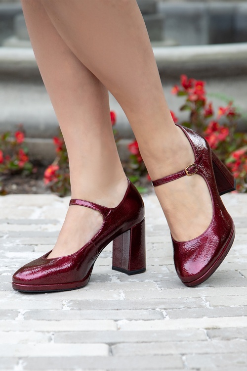 Tamaris - Maddy vegan lak pumps in wijnrood 2