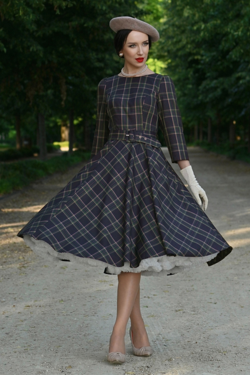 green plaid swing dress Hearts & Roses YGroup_sc14090