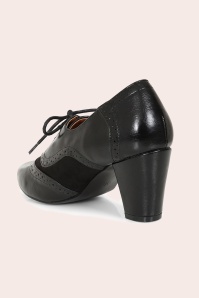 Banned Retro - Escarpins-bottines broguées Savile en noir 4