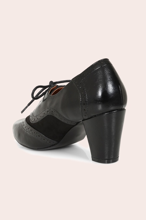 Banned Retro - Escarpins-bottines broguées Savile en noir 4