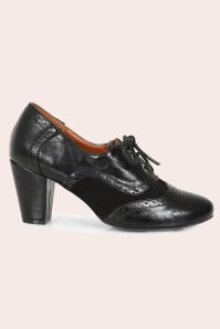 Banned Retro - Escarpins-bottines broguées Savile en noir