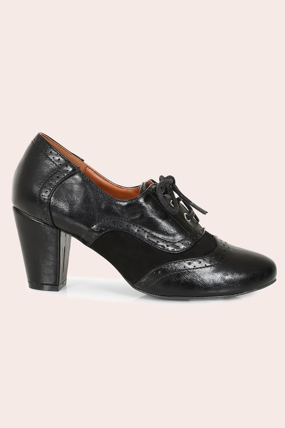 Banned Retro - Escarpins-bottines broguées Savile en noir