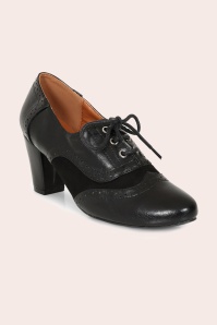 Banned Retro - Escarpins-bottines broguées Savile en noir 2