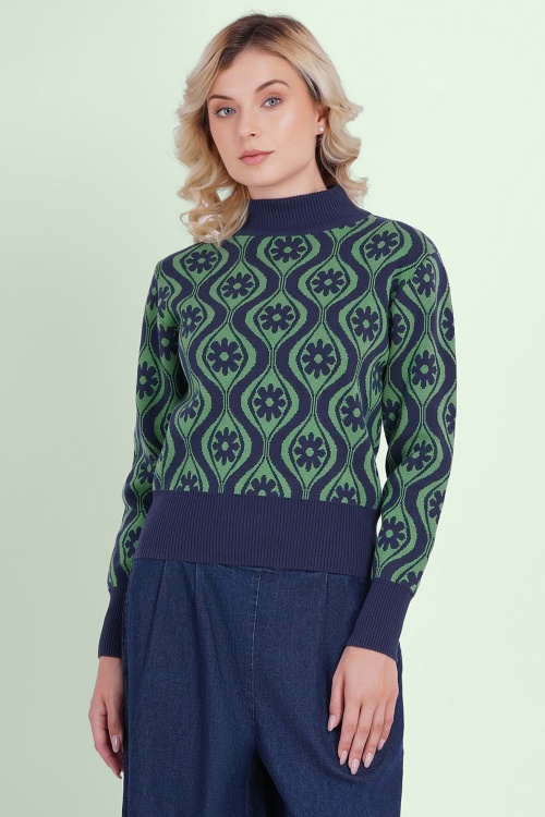 Circus - Eye gebreide trui in Flower Mood Indigo