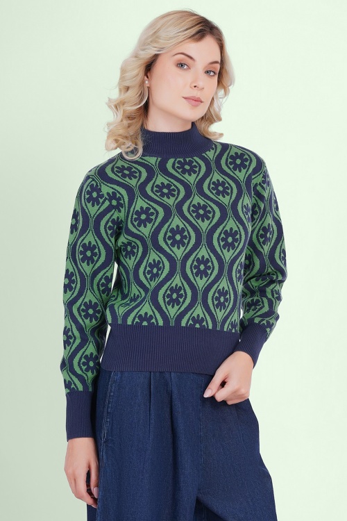Circus - Eye gebreide trui in Flower Mood Indigo 2
