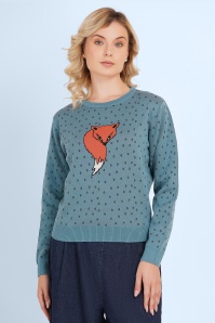 Circus - Mono Fox gebreide trui in blauw 4