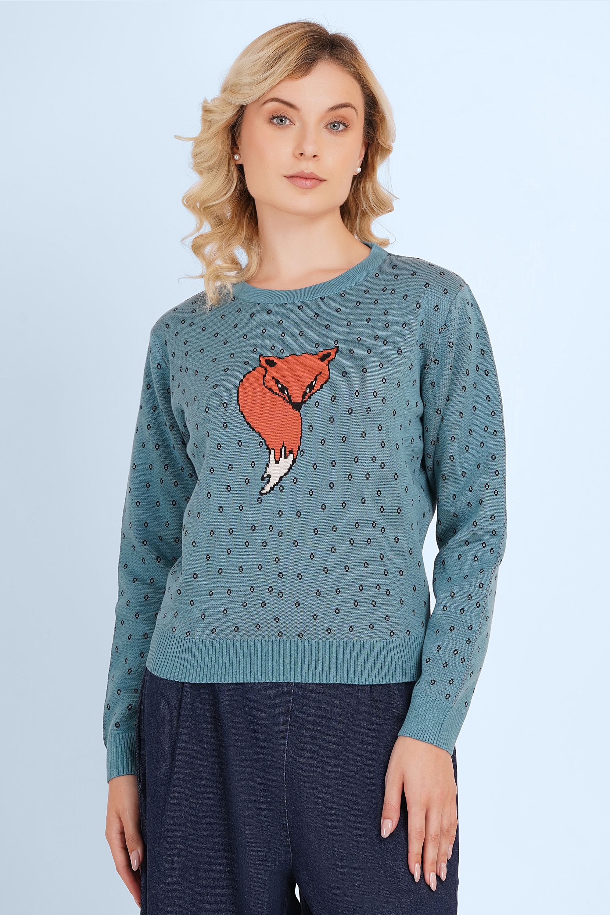 Circus - Mono Fox gebreide trui in blauw 4