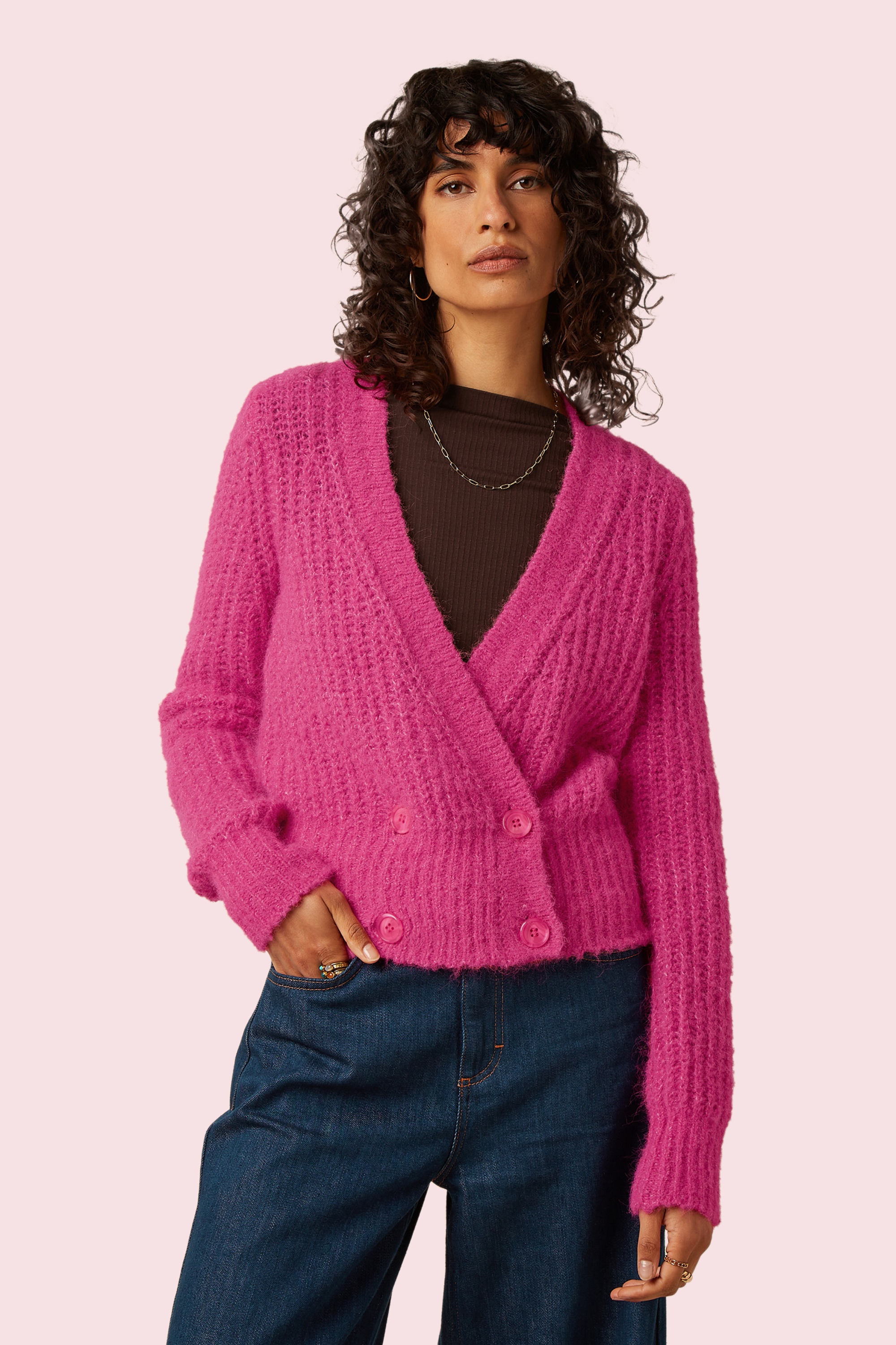 King Louie - Fiora Hollow cardigan in neon roze