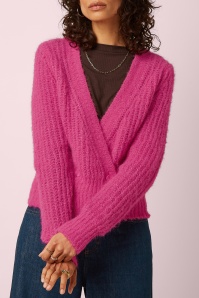 King Louie - Fiora Hollow cardigan in neon roze 4